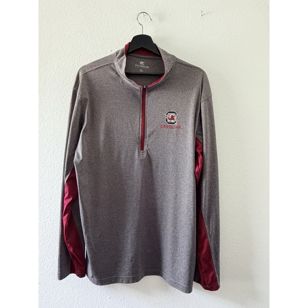 Colosseum South Carolina Gamecocks 1/4 Zip Pullover Mens XL Gray Garnet